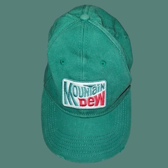 Mountain Dew Logo Hat Cap One Size Fitted Distressed - Picture 1 of 5